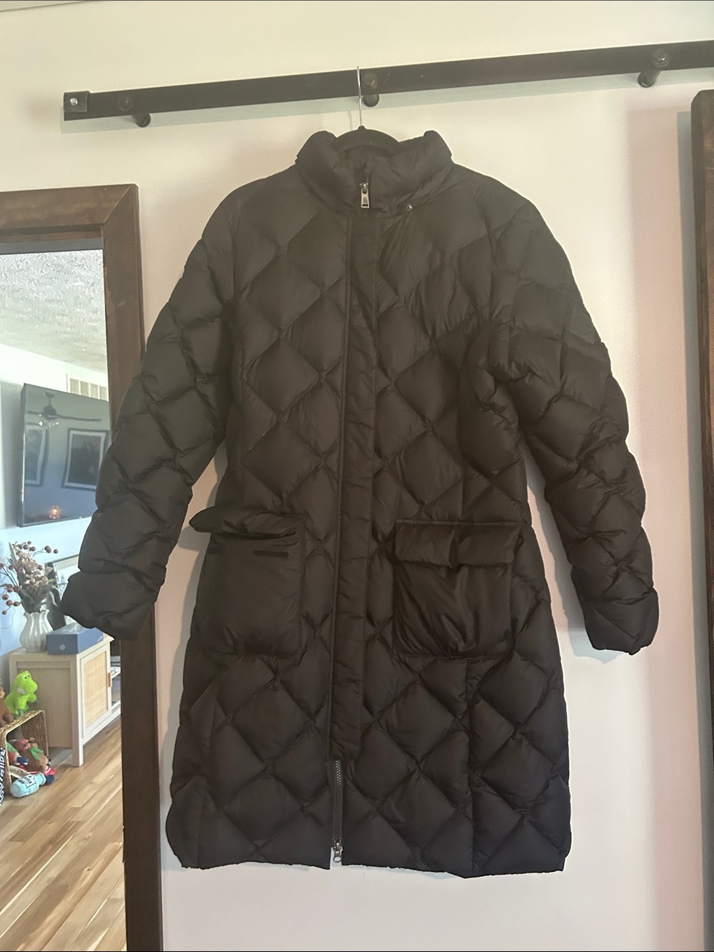 The North Face Women's Black Down Quilted Long Puffer Coat